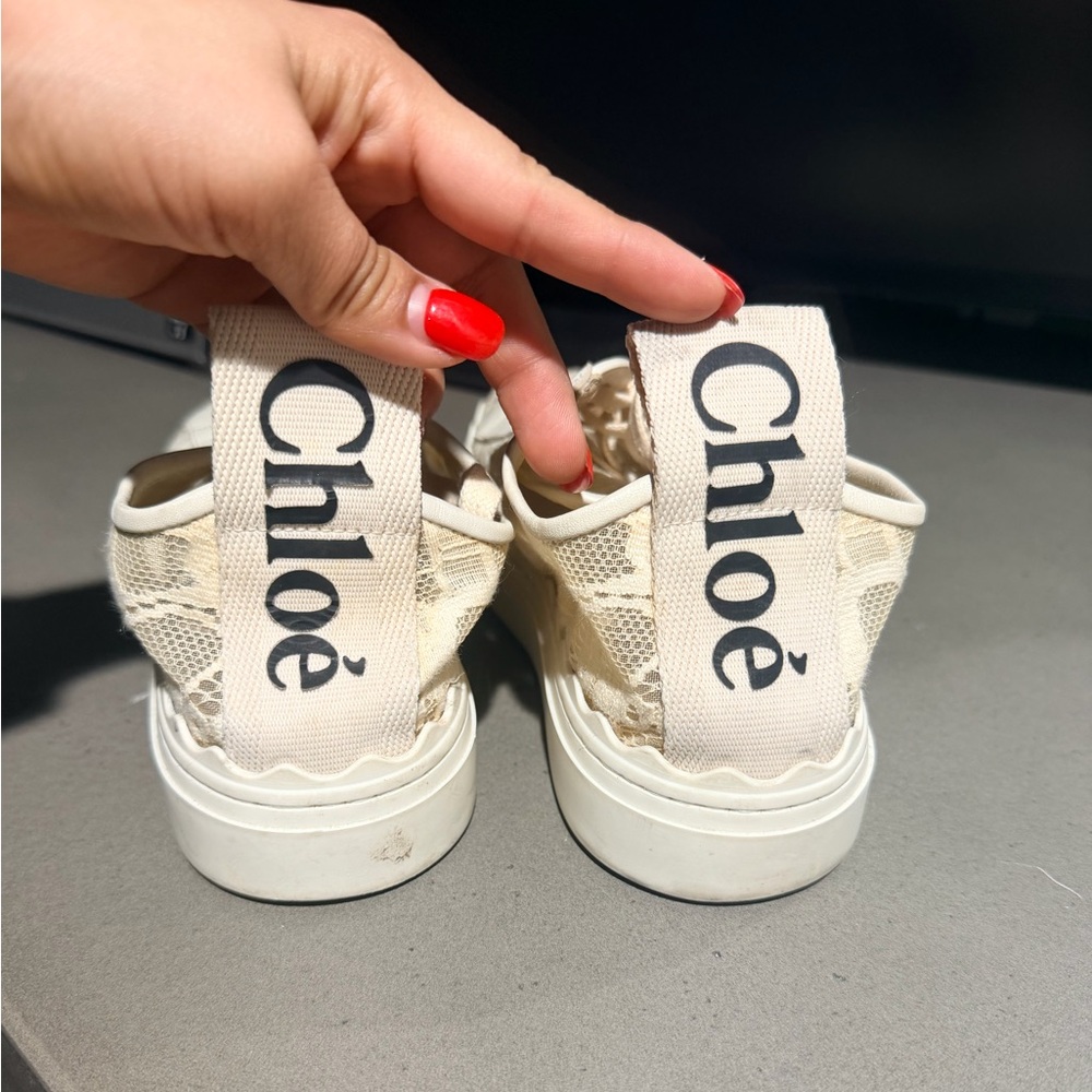 Chloe Cream Lace Sneakers